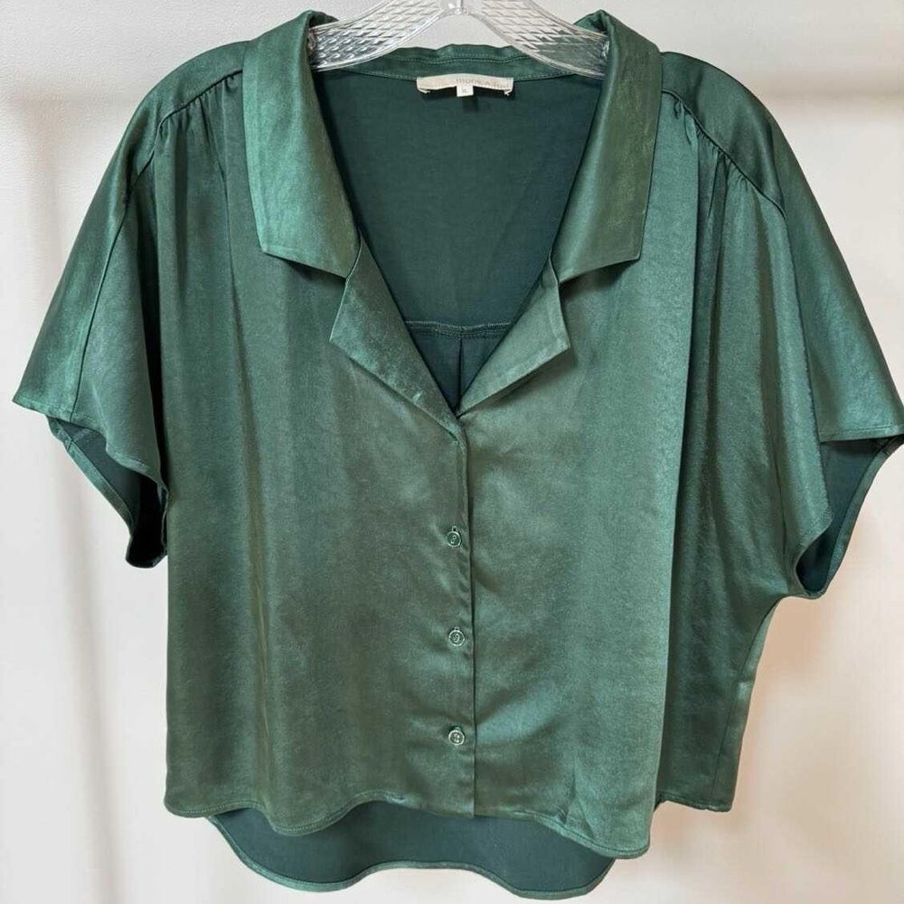 Monk & Lou Green Satin Blouse